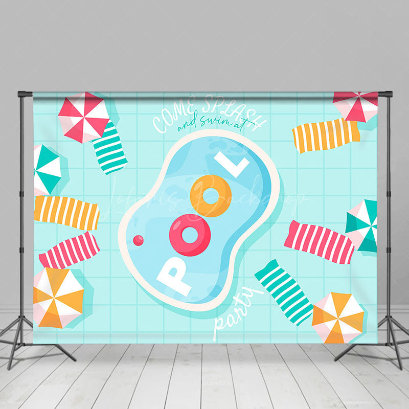 Pool Backdrops Blue Come Splash Summer Swimming Pool Party Backdrop - Lofaris