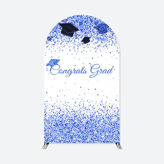 Lofaris Blue Congrats Grad Party Double Sided Arch Backdrop