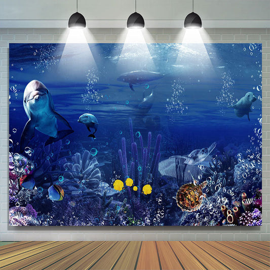 Lofaris Blue Coral Forest Dolphin Ocean Summer Backdrop