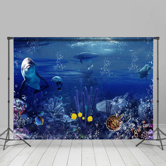 Lofaris Blue Coral Forest Dolphin Ocean Summer Backdrop
