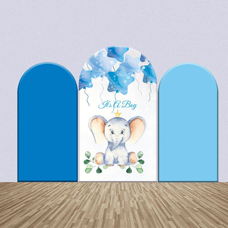 Lofaris Blue Cute Elephant Boy Baby Shower Arch Backdrop Kit