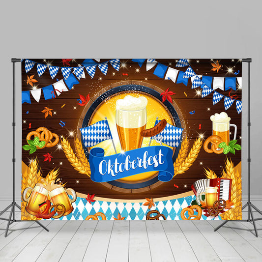 Lofaris Blue Flags The Munich Oktoberfest Wood Backdrop