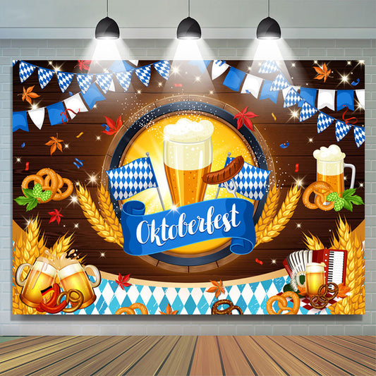 Lofaris Blue Flags The Munich Oktoberfest Wood Backdrop