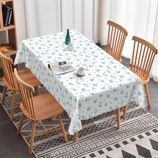 Lofaris Blue Flower Chic Rectangle Cafe Pattern Tablecloth