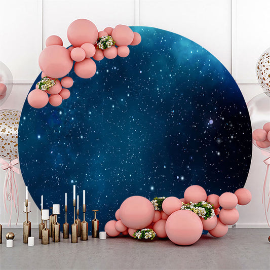 Lofaris Blue Glitter Round Galaxy Birthday Backdrop Kit