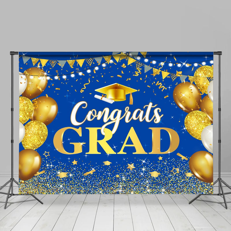Lofaris Blue Golden Balloon Sparking Graduation Backdrop