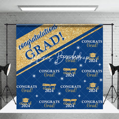 Lofaris Blue Golden Congrats Grad Repeat Graduation Backdrop