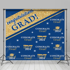 Lofaris Blue Golden Congrats Grad Repeat Graduation Backdrop