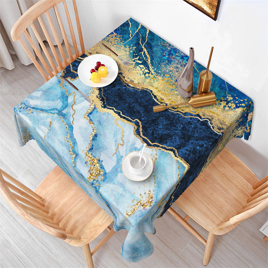 Lofaris Blue Golden Stylish Griotte Texture Square Tablecloth