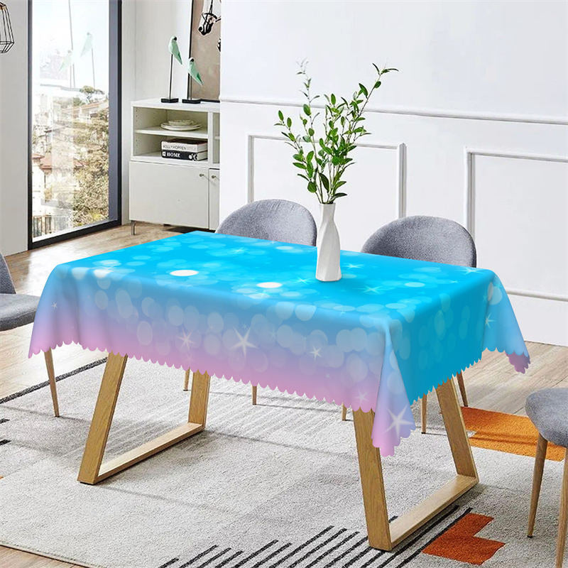 Blue Gradient Pink Glitter Bokeh Rectangle Tablecloth - Lofaris