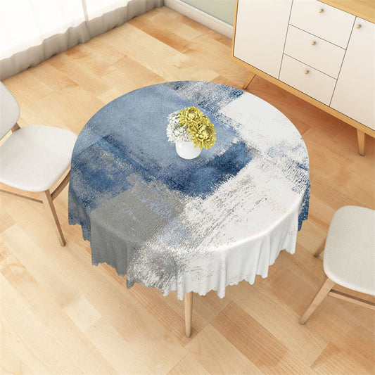 Lofaris Blue Grey White Art Tie Dye Vintage Round Tablecloth