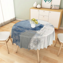 Lofaris Blue Grey White Art Tie Dye Vintage Round Tablecloth