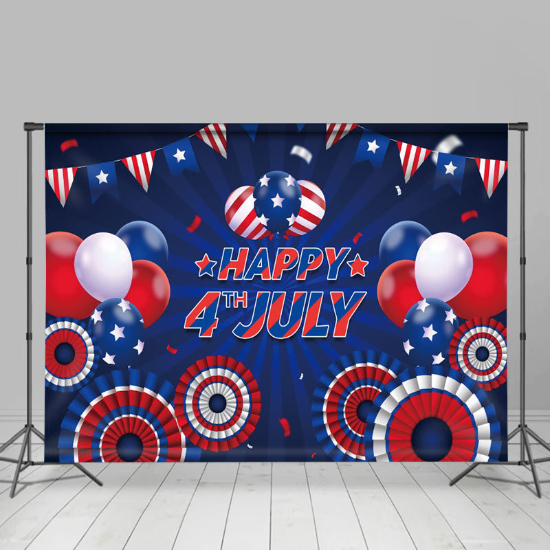 Lofaris Blue July 4 Red Balloon Independence Day Backdrop