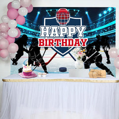 Lofaris Blue Light Ice Hockey Birthday Backdrop For Boy
