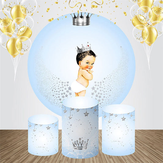 Lofaris Blue Little Prince Round Baby Shower Backdrop Kit
