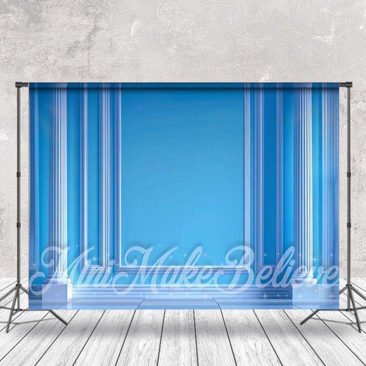 Lofaris Blue Luxury Palace Vintage Wall Backdrop For Photo