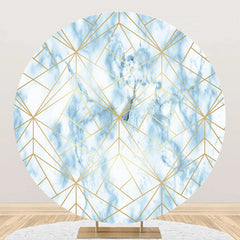 Lofaris Blue Marble Texture Golden Round Birthday Backdrop