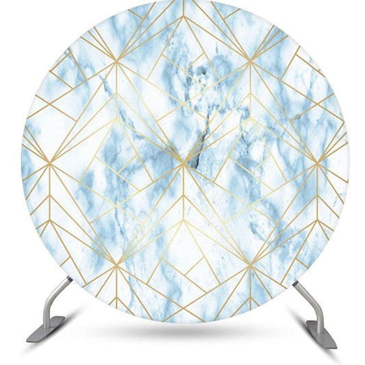 Lofaris Blue Marble Texture Golden Round Birthday Backdrop