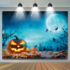 Lofaris Blue Moon Pumpkin Photo Backdrop Halloween Decor