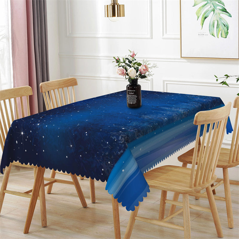 Lofaris Blue Mysterious Galaxy Star Rectangle Tablecloth