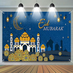 Lofaris Blue Night Cultural Palace Flower Eid Mubarak Backdrop