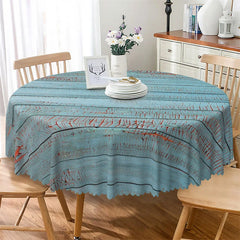 Lofaris Blue Oldstyle Wooden Pattern Round Tablecloth