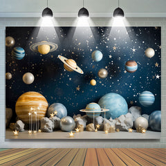 Lofaris Blue Outer Space Cosmic Planet Birthday Backdrop
