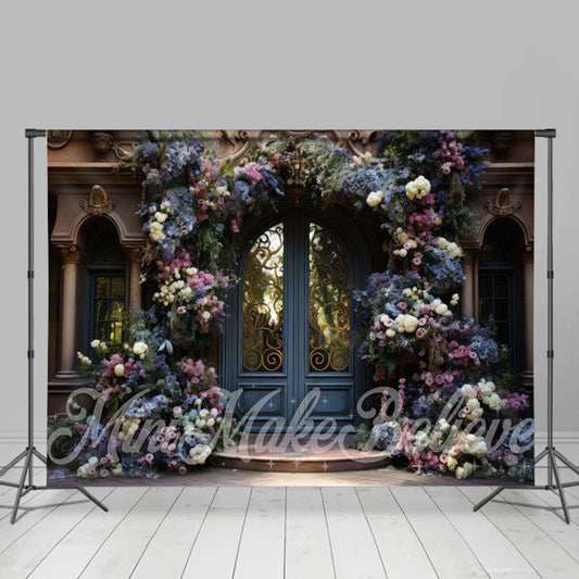 Lofaris Blue Palace Door Floral Vine Arch Flower Backdrop