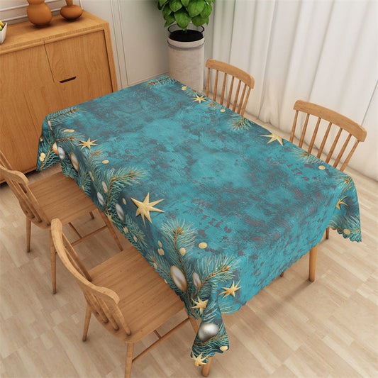 Lofaris Blue Pine Leaves Christmas Theme Decor Tablecloth