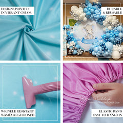 Lofaris Blue Pink Feather Floral Backdrop Kit For Gender Reveal