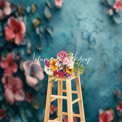 Lofaris Blue Pink Flowers Uneven Photography Cloth Backdrop