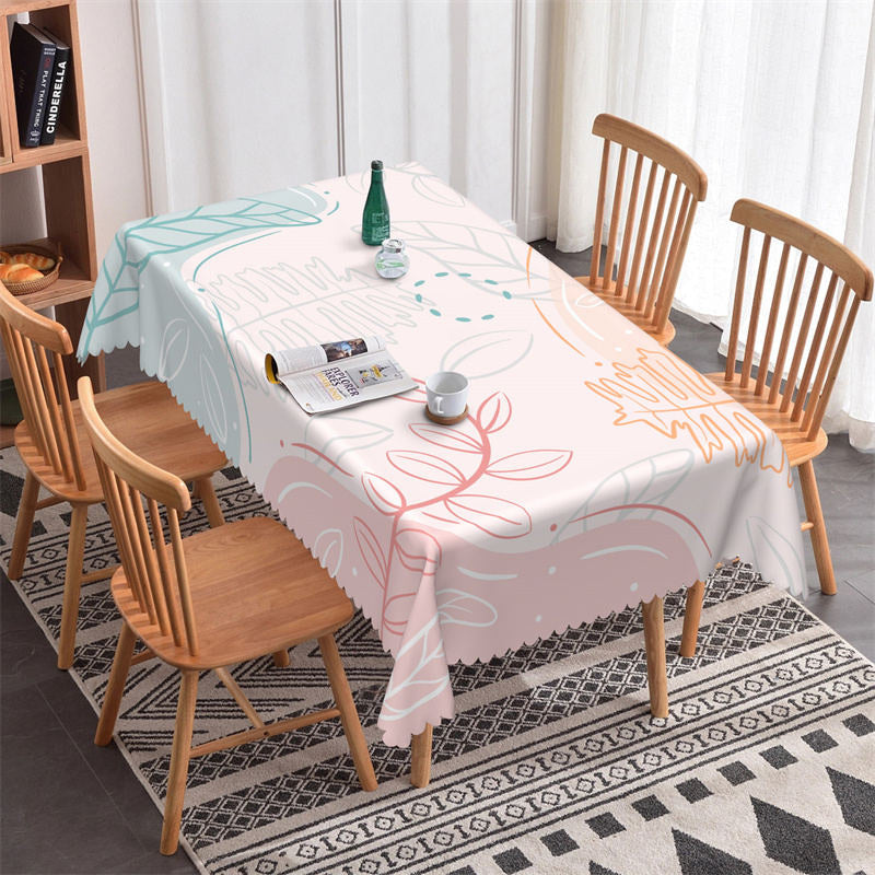 Lofaris Blue Pink Orange Abstract Print Rectangle Tablecloth
