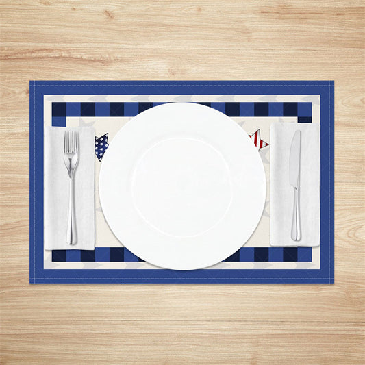 Lofaris Blue Plaid Flag Independence Day Set Of 4 Placemats