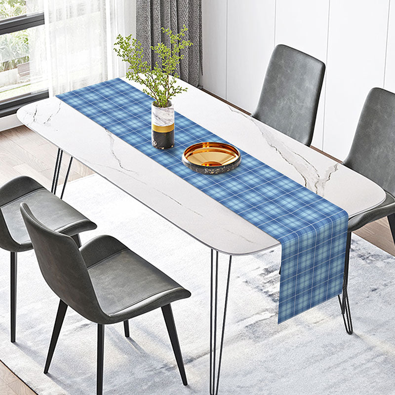 Lofaris Blue Plaid Patterns Nordic Dining Room Table Runner