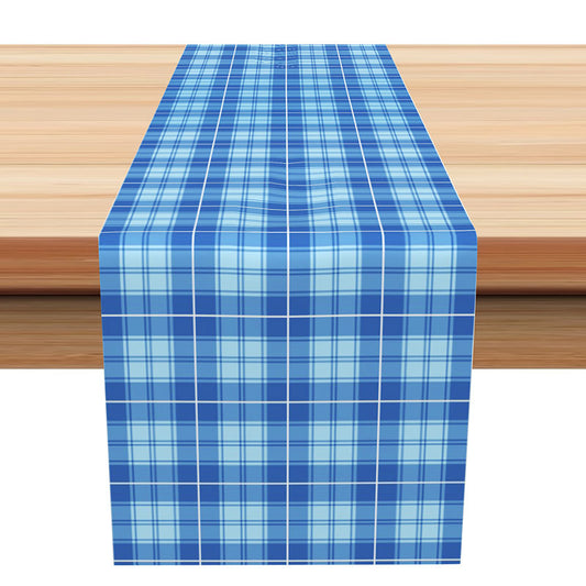 Lofaris Blue Plaid Patterns Nordic Dining Room Table Runner
