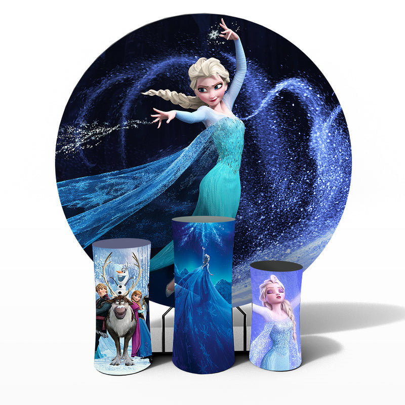 Lofaris Blue Princess Birthday Round Backdrop Kit For Girl