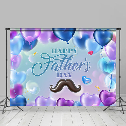 Lofaris Blue Purple Balloon Mustache Fathers Day Backdrop
