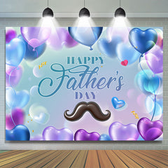Lofaris Blue Purple Balloon Mustache Fathers Day Backdrop