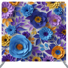 Lofaris Blue Purple Paper Flower Fabric Party Backdrop Cover