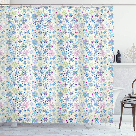 Lofaris Blue Purple Snowflakes Christmas Shower Curtain