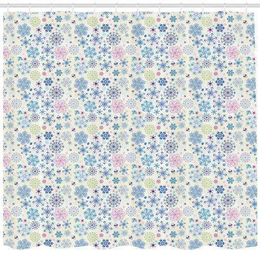 Lofaris Blue Purple Snowflakes Christmas Shower Curtain