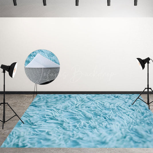 Lofaris Blue Realistic Villus Fabric Texture Bokeh Floor Mat