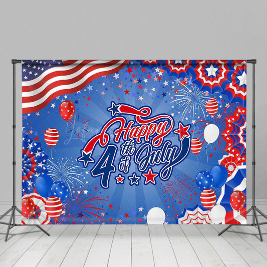 Lofaris Blue Red Balloon July 4 Independence Day Backdrop