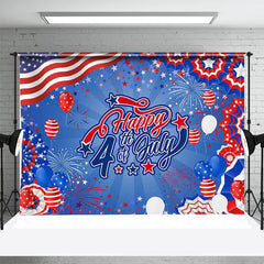 Lofaris Blue Red Balloon July 4 Independence Day Backdrop