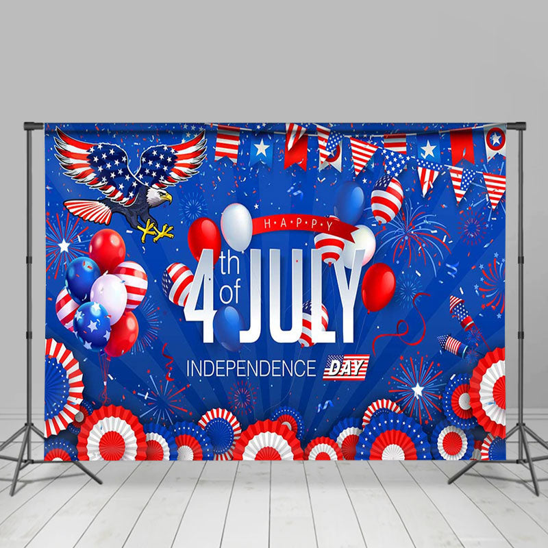 Lofaris Blue Red Eagle July 4 Independence Day Backdrop