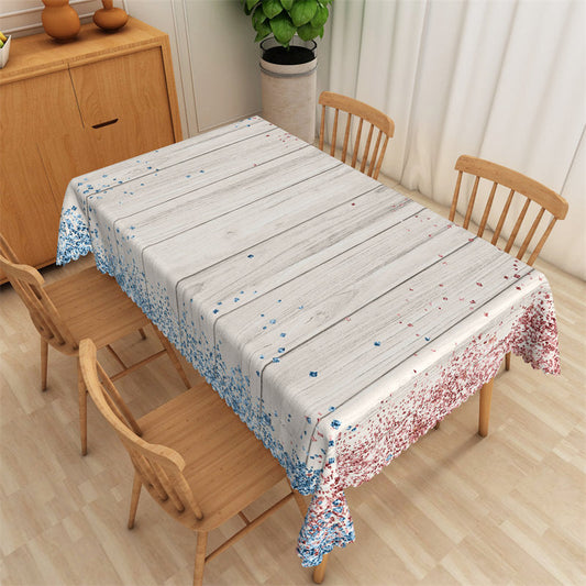 Lofaris Blue Red Glitter Diamonds Wood Rectangle Tablecloth