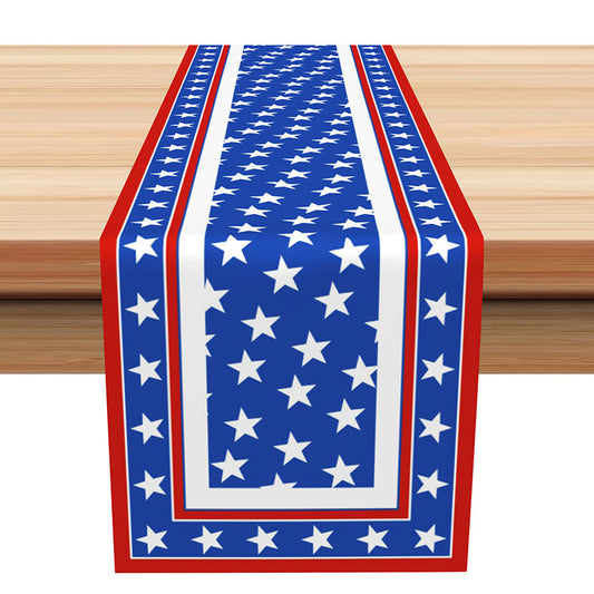 Lofaris Blue Red Stars Table Runner For Independence Day