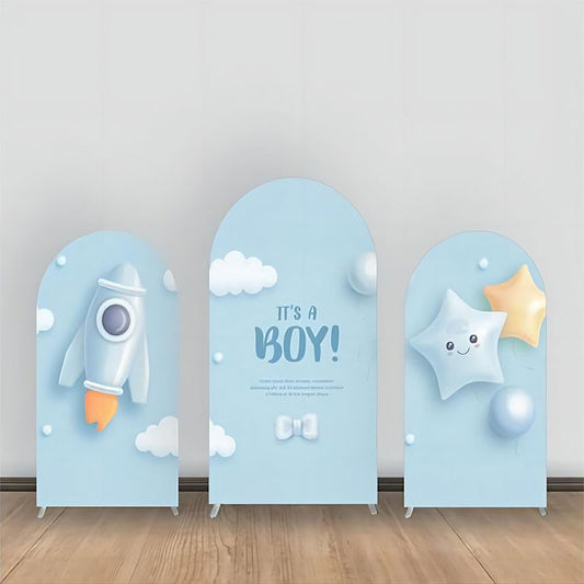 Lofaris Blue Rocket Star Cloud Baby Shower Arch Backdrop Kit