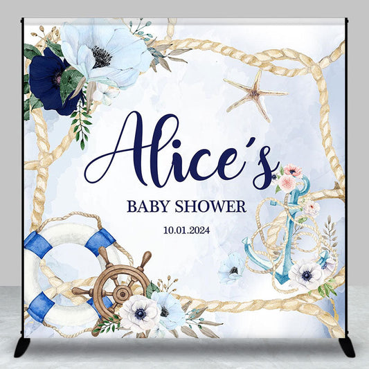Lofaris Blue Rope Floral Sail Custom Baby Shower Backdrop