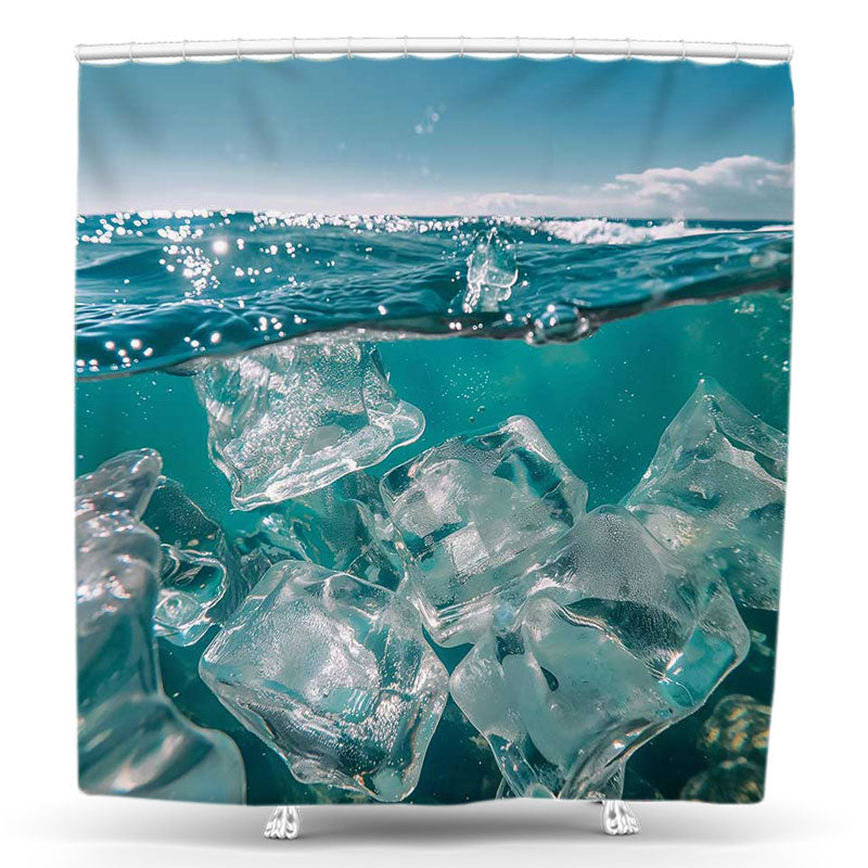 Lofaris Blue Sea Summer Lucency Ice Cube Shower Curtain